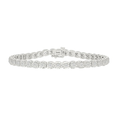 0.23 CT. T.W. Diamond Cushion-Shaped Link Bracelet in Sterling Silver - 7.25”