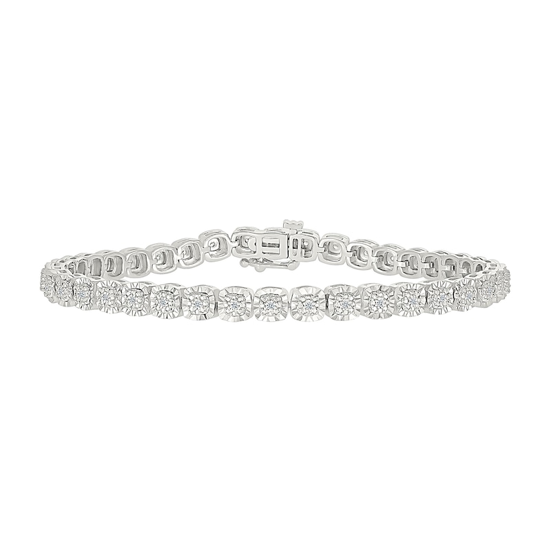 0.23 CT. T.W. Diamond Cushion-Shaped Link Bracelet in Sterling Silver - 7.25”
