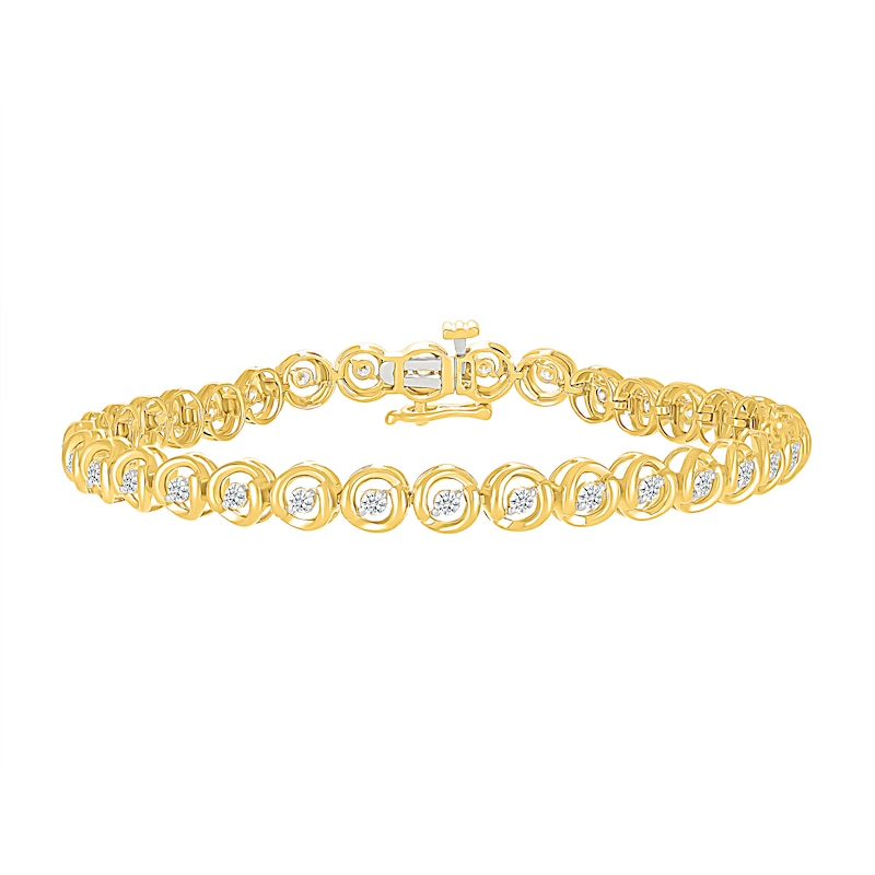 Main Image 2 of 0.95 CT. T.W. Diamond Circle Link Bracelet in 10K Gold