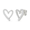 Thumbnail Image 2 of 0.23 CT. T.W. Diamond Freeform Heart Stud Earrings in Sterling Silver