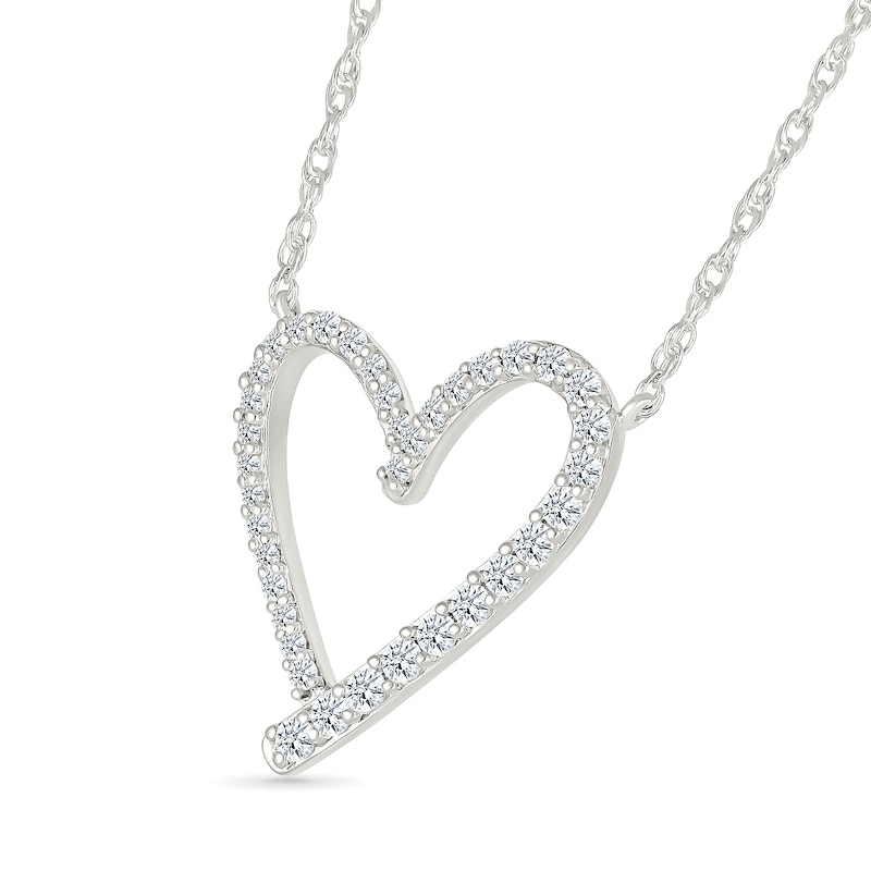 0.23 CT. T.W. Diamond Freeform Heart Necklace in Sterling Silver