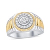 0.75 CT. T.W. Canadian Certified Diamond Frame Ribbed Shank Ring in 10K Two-Tone Gold (I/I2
