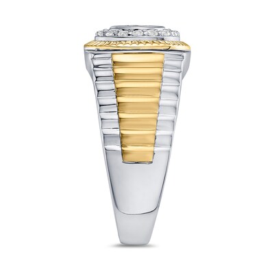 0.75 CT. T.W. Canadian Certified Diamond Frame Ribbed Shank Ring in 10K Two-Tone Gold (I/I2