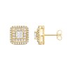 Thumbnail Image 2 of Princess-Cut Canadian Certified Centre Diamond 2.00 CT. T.W. Double Frame Stud Earrings in 10K Gold (I/I2)