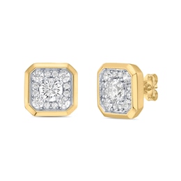 1.75 CT. T.W. Canadian Certified Diamond Cushion-Shaped Frame Stud Earrings in 10K Gold (I/I2)