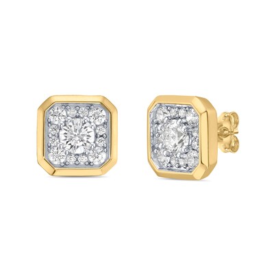 1.75 CT. T.W. Canadian Certified Diamond Cushion-Shaped Frame Stud Earrings in 10K Gold (I/I2)