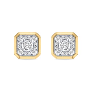 1.75 CT. T.W. Canadian Certified Diamond Cushion-Shaped Frame Stud Earrings in 10K Gold (I/I2)