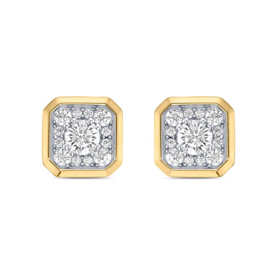 1.75 CT. T.W. Canadian Certified Diamond Cushion-Shaped Frame Stud Earrings in 10K Gold (I/I2)