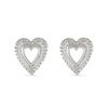 Thumbnail Image 1 of 0.085 CT. T.W. Diamond Heart Frame Earrings in Sterling Silver