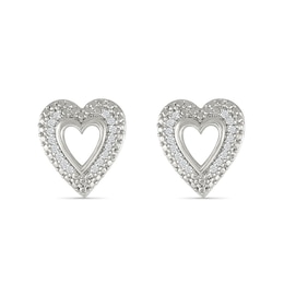0.085 CT. T.W. Diamond Heart Frame Earrings in Sterling Silver