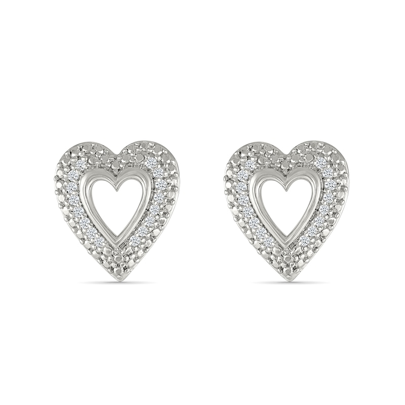 0.085 CT. T.W. Diamond Heart Frame Earrings in Sterling Silver