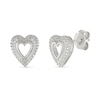 Thumbnail Image 2 of 0.085 CT. T.W. Diamond Heart Frame Earrings in Sterling Silver