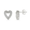 Thumbnail Image 3 of 0.085 CT. T.W. Diamond Heart Frame Earrings in Sterling Silver