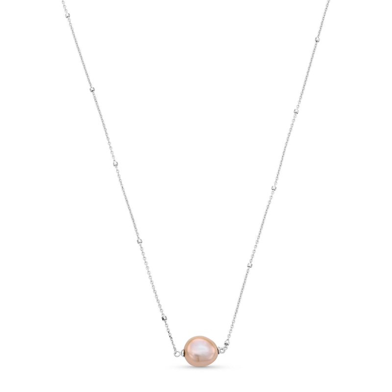 Main Image 1 of Vera Wang Love Collection 8.0-10.0mm Baroque Pink Freshwater Cultured Pearl Necklace in Sterling Silver