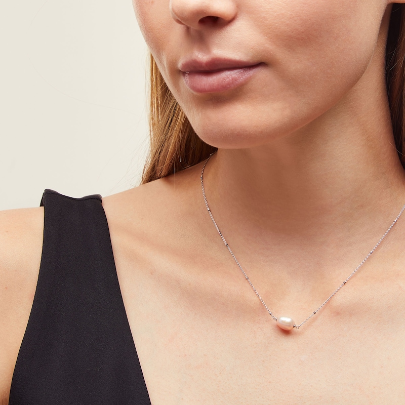 Main Image 2 of Vera Wang Love Collection 8.0-10.0mm Baroque Pink Freshwater Cultured Pearl Necklace in Sterling Silver