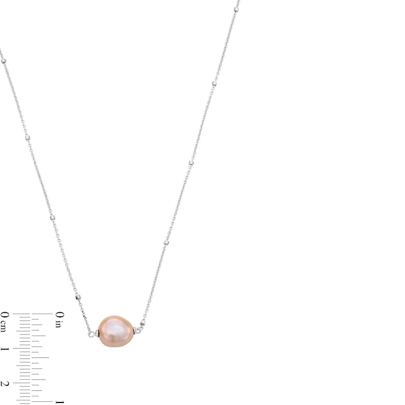 Main Image 4 of Vera Wang Love Collection 8.0-10.0mm Baroque Pink Freshwater Cultured Pearl Necklace in Sterling Silver