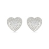 Thumbnail Image 1 of 0.115 CT. T.W. Multi-Diamond Domed Heart Frame Stud Earrings in Sterling Silver