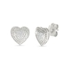 Thumbnail Image 2 of 0.115 CT. T.W. Multi-Diamond Domed Heart Frame Stud Earrings in Sterling Silver