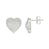Thumbnail Image 3 of 0.115 CT. T.W. Multi-Diamond Domed Heart Frame Stud Earrings in Sterling Silver