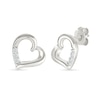 Thumbnail Image 2 of 0.04 CT. T.W. Diamond Tilted Twist Heart Stud Earrings in Sterling Silver