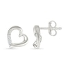 Thumbnail Image 3 of 0.04 CT. T.W. Diamond Tilted Twist Heart Stud Earrings in Sterling Silver
