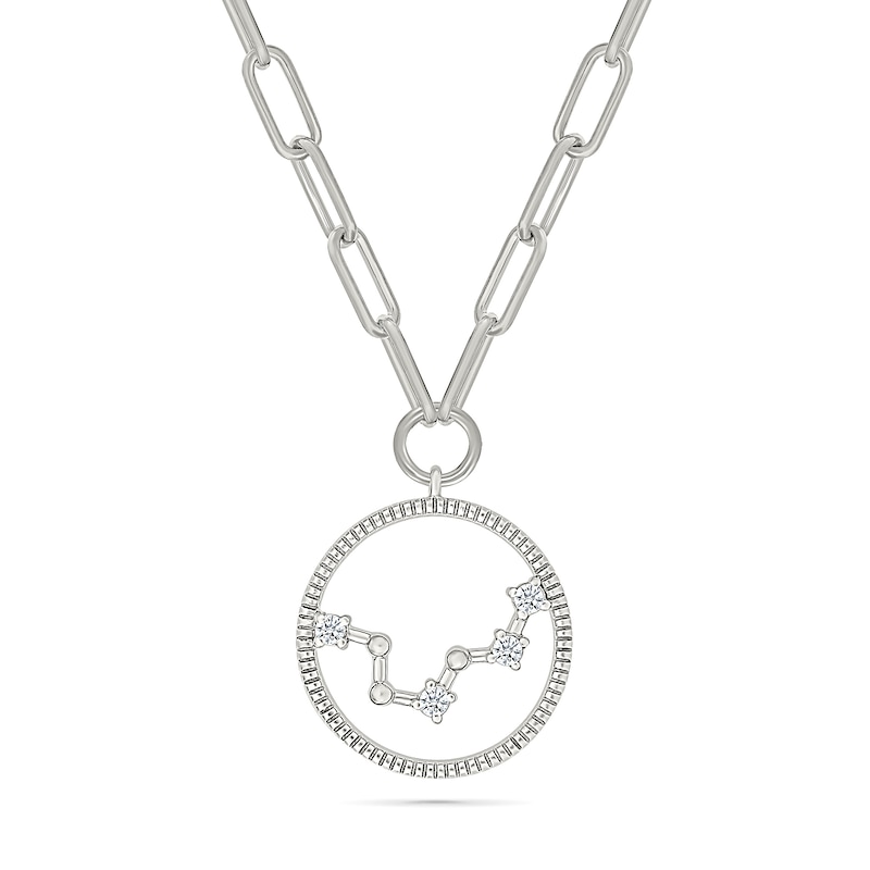 Main Image 1 of 0.065 CT. T.W. Diamond Pisces Constellation Open Circle Frame Necklace in Sterling Silver