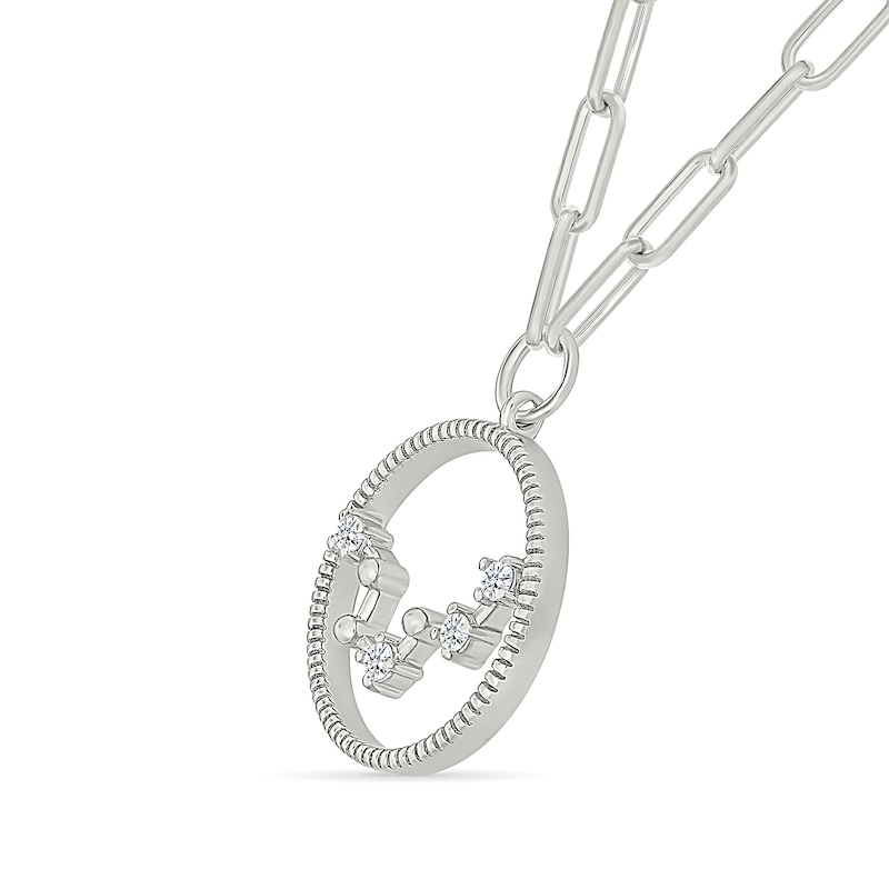 Main Image 2 of 0.065 CT. T.W. Diamond Pisces Constellation Open Circle Frame Necklace in Sterling Silver
