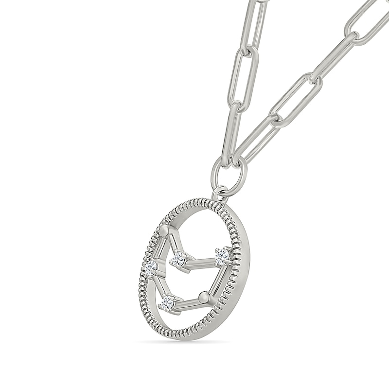 Main Image 2 of 0.065 CT. T.W. Diamond Capricorn Constellation Open Circle Frame Necklace in Sterling Silver