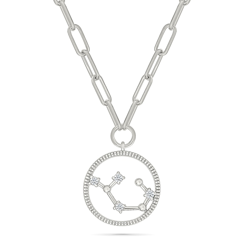 Main Image 1 of 0.065 CT. T.W. Diamond Sagittarius Constellation Open Circle Frame Necklace in Sterling Silver