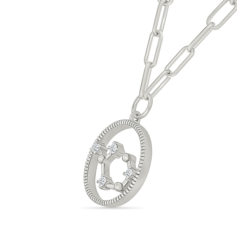 Main Image 2 of 0.065 CT. T.W. Diamond Sagittarius Constellation Open Circle Frame Necklace in Sterling Silver