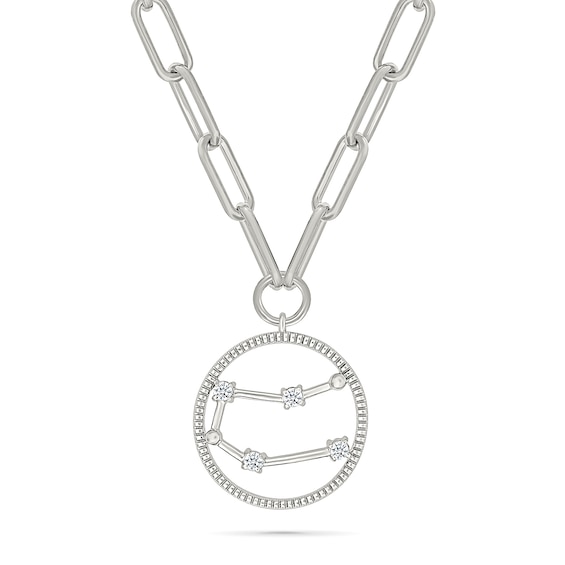 0.065 CT. T.w. Diamond Gemini Constellation Open Circle Frame Necklace