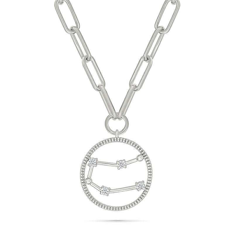 0.065 CT. T.W. Diamond Gemini Constellation Open Circle Frame Necklace in Sterling Silver
