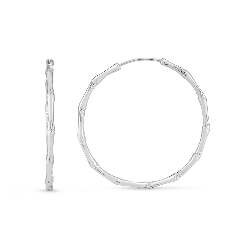 Main Image 1 of 35.7mm Bamboo Hoop Earrings in Sterling Silver