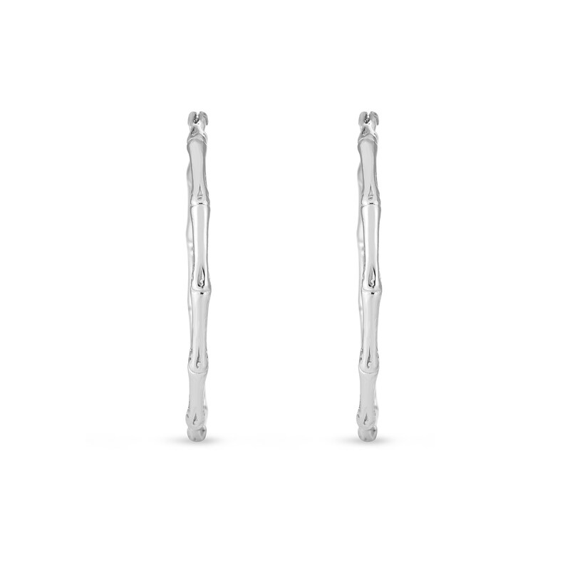 Main Image 2 of 35.7mm Bamboo Hoop Earrings in Sterling Silver