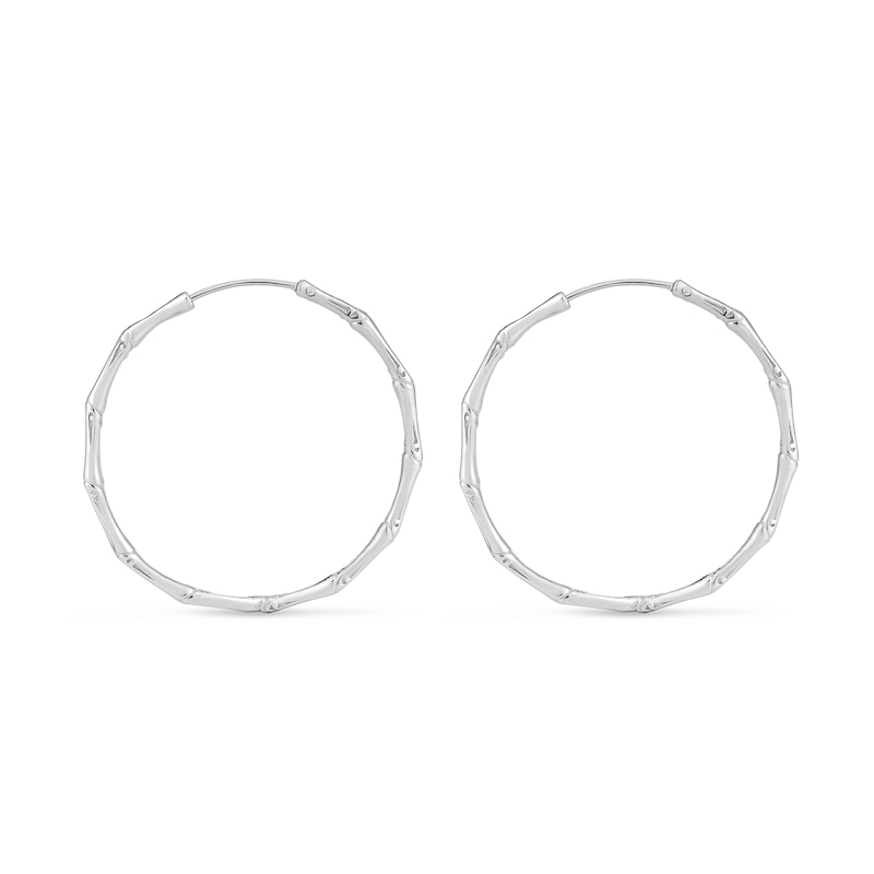 Main Image 3 of 35.7mm Bamboo Hoop Earrings in Sterling Silver