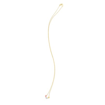 Puff Heart Trio Necklace in Hollow 14K Tri-Tone Gold - 20"