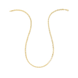 3.2mm Diamond-Cut Braided Herringbone Chain Necklace in 14K Gold - 18"