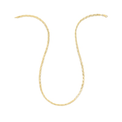 3.2mm Diamond-Cut Braided Herringbone Chain Necklace in 14K Gold - 18"