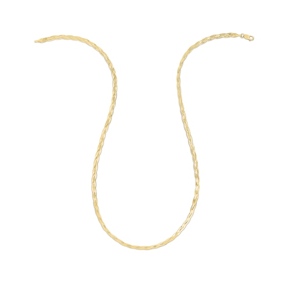 3.2mm Diamond-Cut Braided Herringbone Chain Necklace in 14K Gold - 18"
