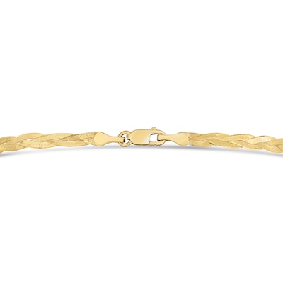 3.2mm Diamond-Cut Braided Herringbone Chain Necklace in 14K Gold - 18"