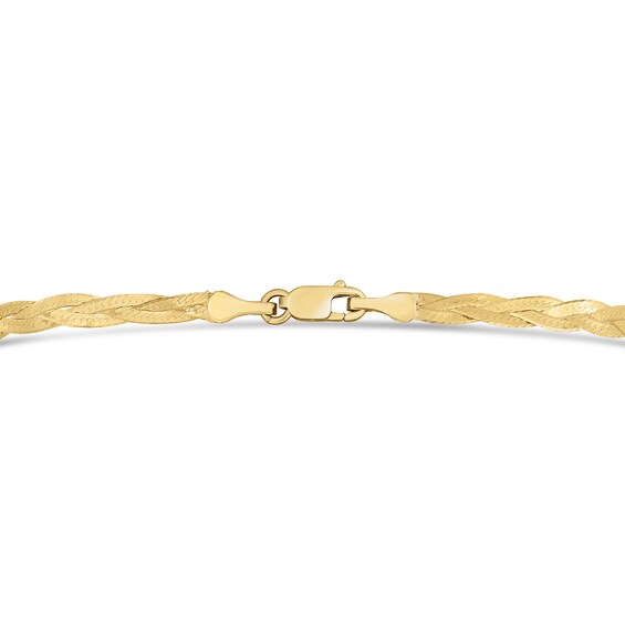 3.2mm Diamond-Cut Braided Herringbone Chain Necklace in 14K Gold - 18"