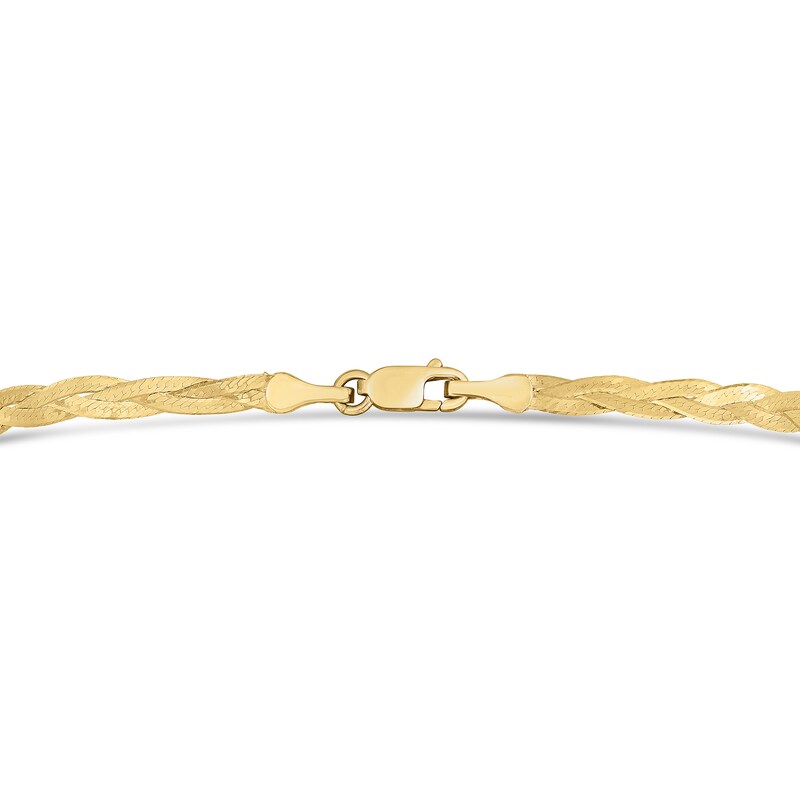 3.2mm Diamond-Cut Braided Herringbone Chain Necklace in 14K Gold - 18"