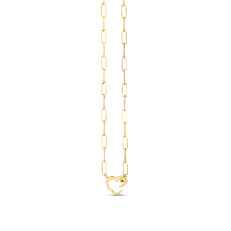 3.95mm Paper Clip Chain with Heart Clasp Necklace in 14K Gold - 18"
