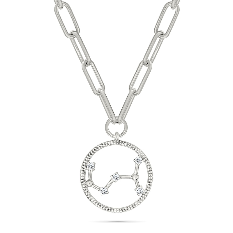 Main Image 1 of 0.065 CT. T.W. Diamond Scorpio Constellation Open Circle Frame Necklace in Sterling Silver
