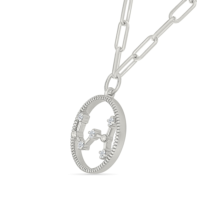 Main Image 2 of 0.065 CT. T.W. Diamond Scorpio Constellation Open Circle Frame Necklace in Sterling Silver