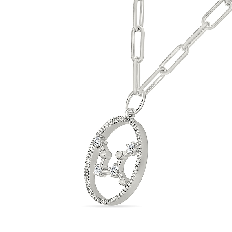 Main Image 2 of 0.065 CT. T.W. Diamond Virgo Constellation Open Circle Frame Necklace in Sterling Silver