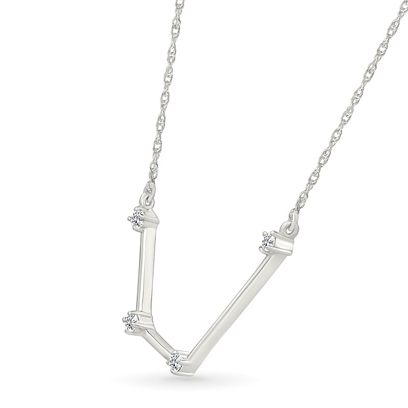 0.04 CT. T.W. Diamond Aquarius Constellation Necklace in Sterling Silver