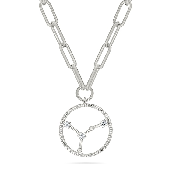 0.065 CT. T.w. Diamond Cancer Constellation Open Circle Frame Necklace