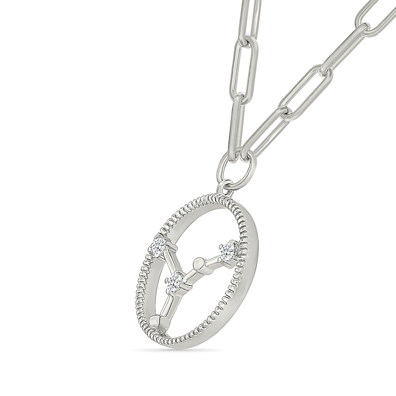Main Image 2 of 0.065 CT. T.W. Diamond Cancer Constellation Open Circle Frame Necklace in Sterling Silver