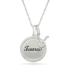 Thumbnail Image 1 of 0.085 CT. T.W. Diamond Frame "Taurus" Disc Pendant with Zodiac Sign Charm in Sterling Silver